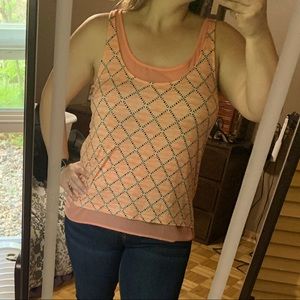 3/$30 Reitmans orange/ peach patterned flowy tank top